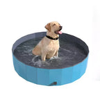 Piscine portable pour chien pour grands chiens – Baignoire pliable en plastique avec drain et sac de transport pour animaux de compagnie et jeux de jardin avec les enfants par PETMAKER (bleu)