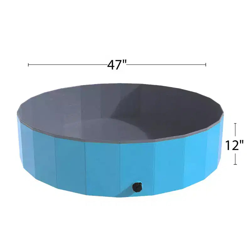 Piscine portable pour chien pour grands chiens – Baignoire pliable en plastique avec drain et sac de transport pour animaux de compagnie et jeux de jardin avec les enfants par PETMAKER (bleu)