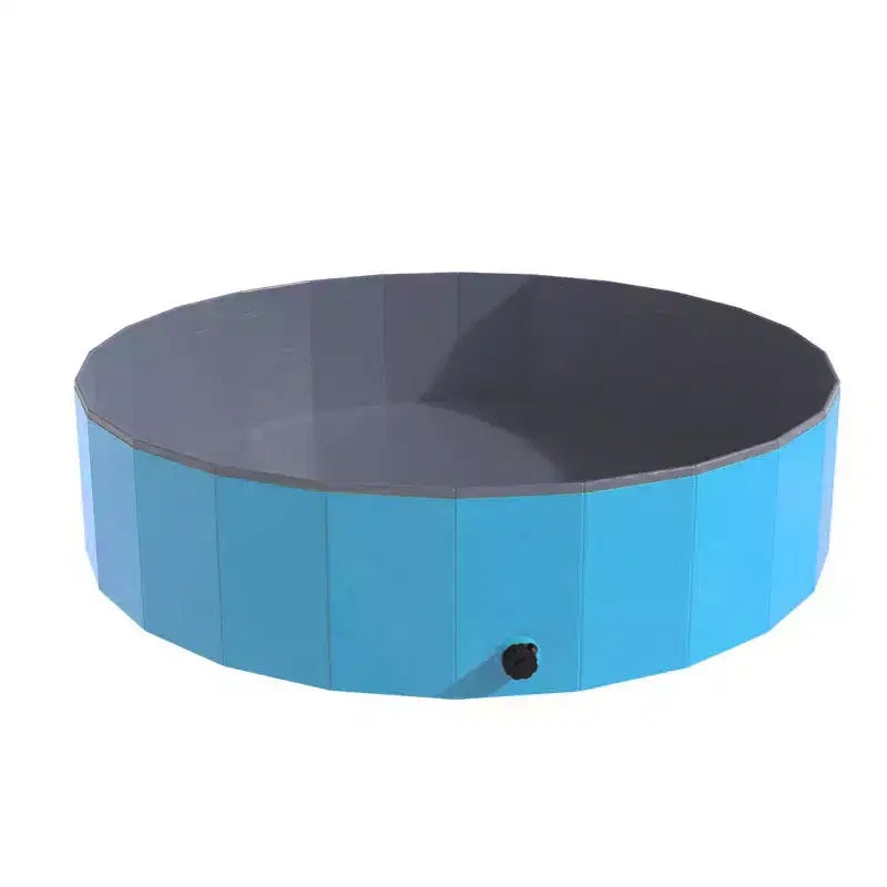 Piscine portable pour chien pour grands chiens – Baignoire pliable en plastique avec drain et sac de transport pour animaux de compagnie et jeux de jardin avec les enfants par PETMAKER (bleu)