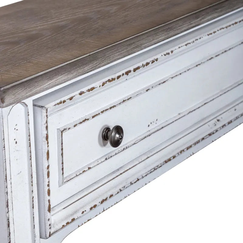 Consolle da ingresso Magnolia Manor in bianco antico e corteccia invecchiata, 182 cm