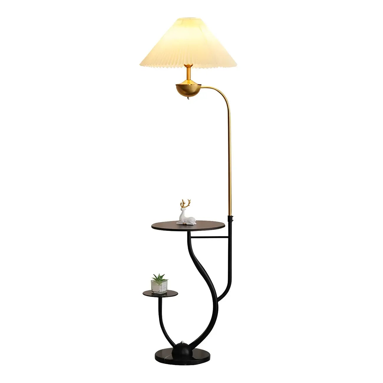 Lampadaire noir contemporain avec étagères pour salon