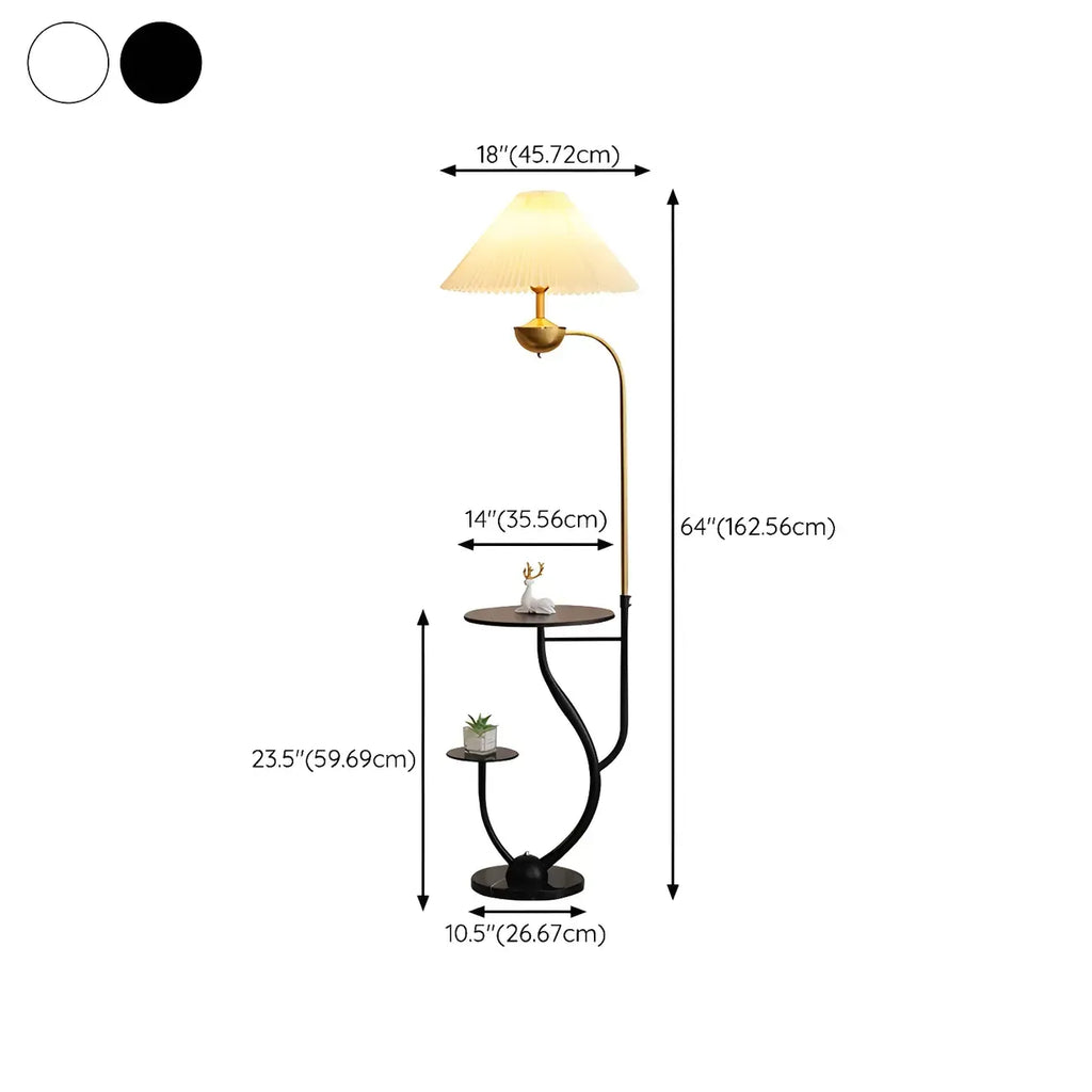 Lampadaire noir contemporain avec étagères pour salon