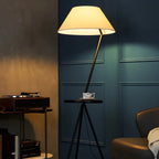 Lampadaire trépied moderne en métal noir avec table basse