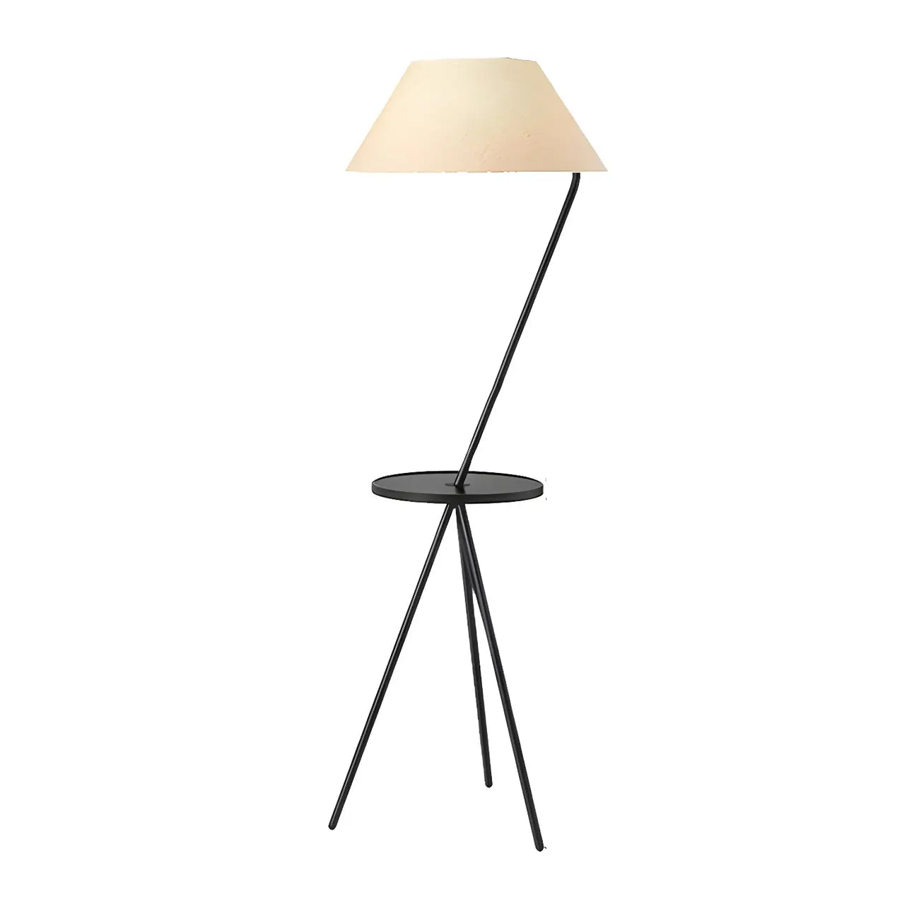 Lampadaire trépied moderne en métal noir avec table basse