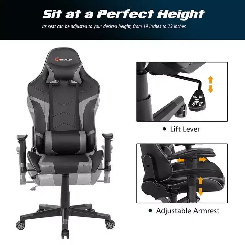 Ensemble Bureau de Gamer en X et Fauteuil de Massage Style Racing Costway pour Bureau à Domicile Noir+Blanc/Bleu/Gris/Rouge