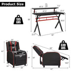 Ensemble bureau gaming et chaise Costway – Bureau informatique 122 cm et fauteuil de massage inclinable noir + blanc/bleu/rose/rouge