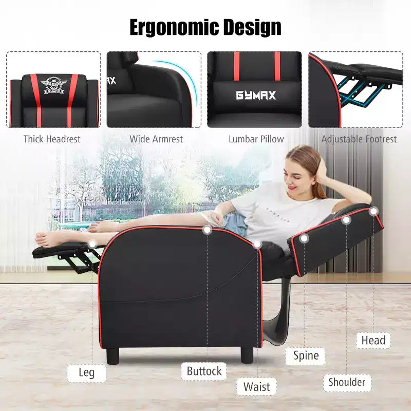 Ensemble bureau gaming et chaise Costway – Bureau informatique 122 cm et fauteuil de massage inclinable noir + blanc/bleu/rose/rouge