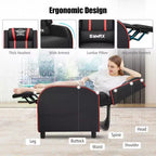 Ensemble bureau gaming et chaise Costway – Bureau informatique 122 cm et fauteuil de massage inclinable noir + blanc/bleu/rose/rouge