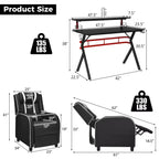 Ensemble bureau gaming et chaise Costway – Bureau informatique 122 cm et fauteuil de massage inclinable noir + blanc/bleu/rose/rouge