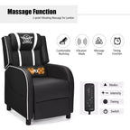 Ensemble bureau gaming et chaise Costway – Bureau informatique 122 cm et fauteuil de massage inclinable noir + blanc/bleu/rose/rouge