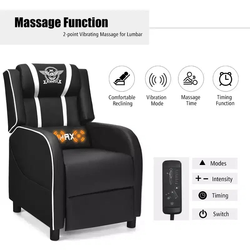 Ensemble bureau gaming et chaise Costway – Bureau informatique 122 cm et fauteuil de massage inclinable noir + blanc/bleu/rose/rouge