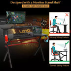 Ensemble bureau gaming et chaise Costway – Bureau informatique 122 cm et fauteuil de massage inclinable noir + blanc/bleu/rose/rouge