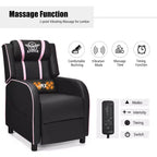 Ensemble bureau gaming et chaise Costway – Bureau informatique 122 cm et fauteuil de massage inclinable noir + blanc/bleu/rose/rouge
