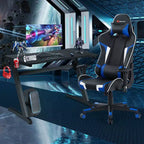 Ensemble de bureau en forme de Z et chaise de jeu de massage de style course Costway pour bureau à domicile