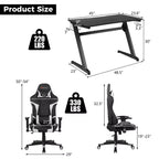 Ensemble de bureau en forme de Z et chaise de jeu de massage de style course Costway pour bureau à domicile