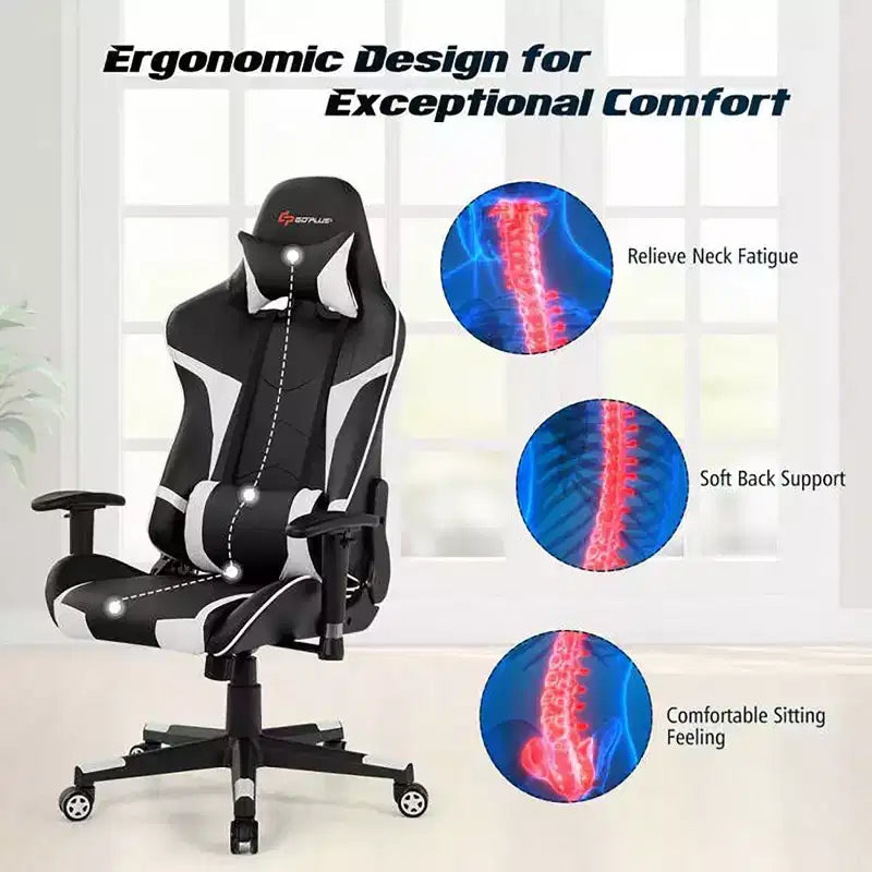 Ensemble de bureau en forme de Z et chaise de jeu de massage de style course Costway pour bureau à domicile