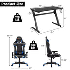 Ensemble de bureau en forme de Z et chaise de jeu de massage de style course Costway pour bureau à domicile