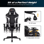 Ensemble de bureau en forme de Z et chaise de jeu de massage de style course Costway pour bureau à domicile