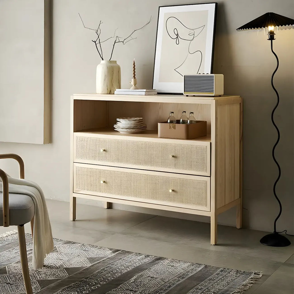 Commodes de célibataire tropicales en bois naturel avec tiroirs