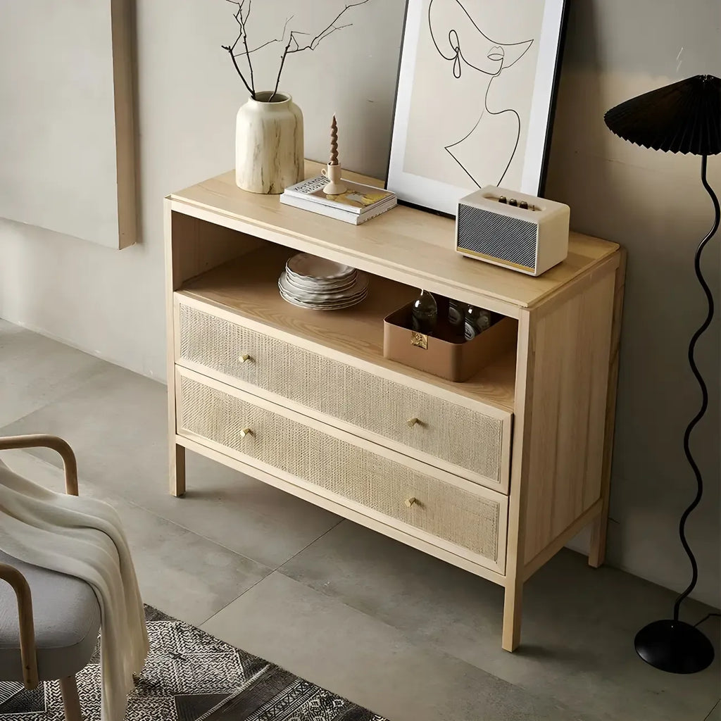 Commodes de célibataire tropicales en bois naturel avec tiroirs