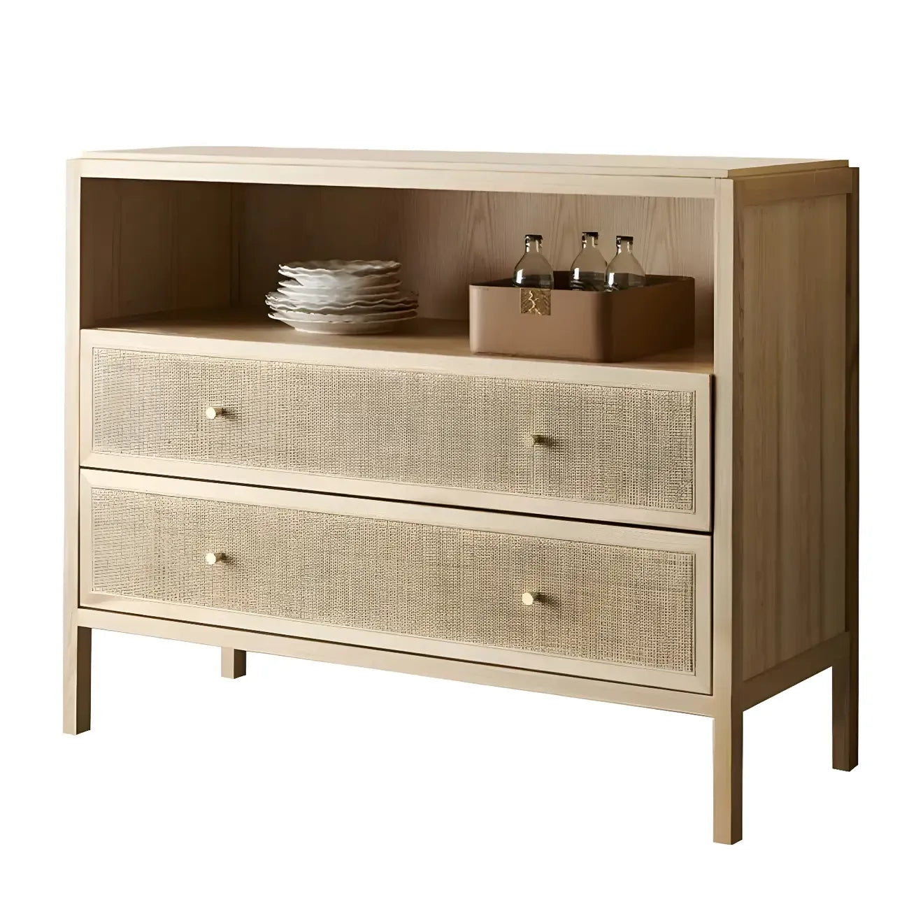 Commodes de célibataire tropicales en bois naturel avec tiroirs