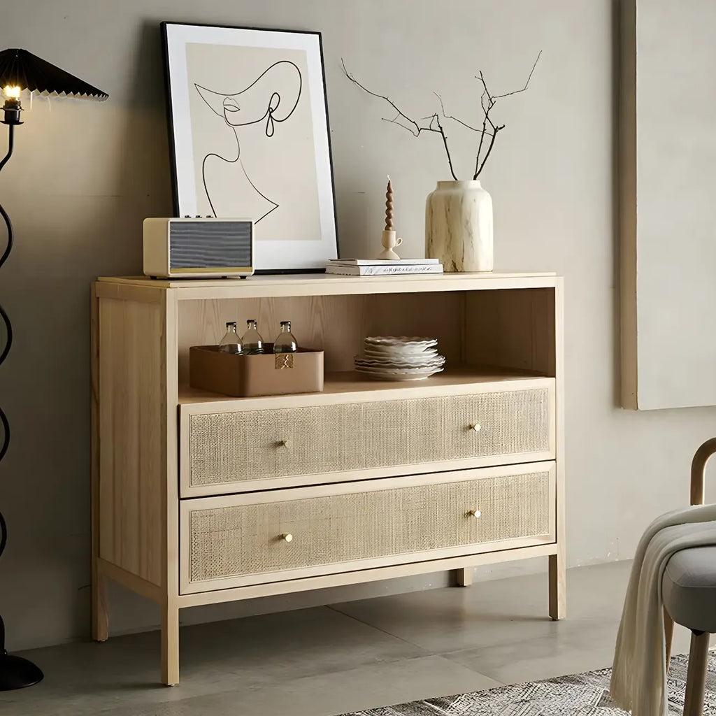 Commodes de célibataire tropicales en bois naturel avec tiroirs