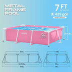 Piscine rectangulaire hors sol Intex 28266EH avec cadre métallique de 2,13 m de long x 1,52 m de large x 60 cm de haut, pour extérieur et jardin, 1 662 litres d'eau, rose