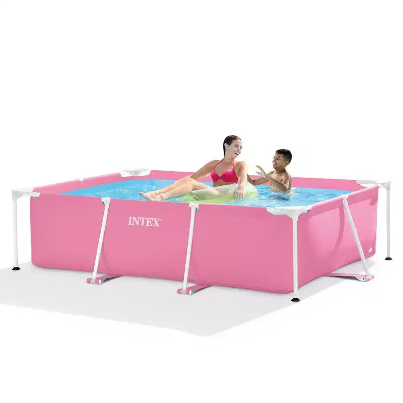 Piscine rectangulaire hors sol Intex 28266EH avec cadre métallique de 2,13 m de long x 1,52 m de large x 60 cm de haut, pour extérieur et jardin, 1 662 litres d'eau, rose