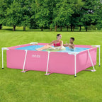 Piscine rectangulaire hors sol Intex 28266EH avec cadre métallique de 2,13 m de long x 1,52 m de large x 60 cm de haut, pour extérieur et jardin, 1 662 litres d'eau, rose