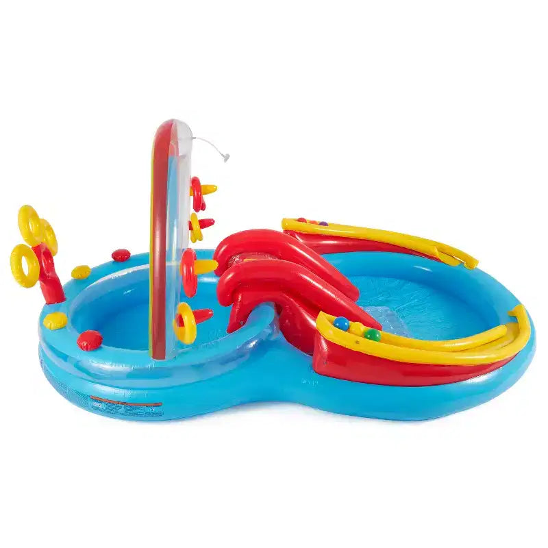 Piscine gonflable Intex 9,75 x 6,3 pieds Rainbow Ring, centre de jeux avec toboggan aquatique et petites balles multicolores en plastique Fun Ballz pour fosse à balles, lot de 100