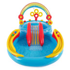 Piscine gonflable Intex 9,75 x 6,3 pieds Rainbow Ring, centre de jeux avec toboggan aquatique et petites balles multicolores en plastique Fun Ballz pour fosse à balles, lot de 100