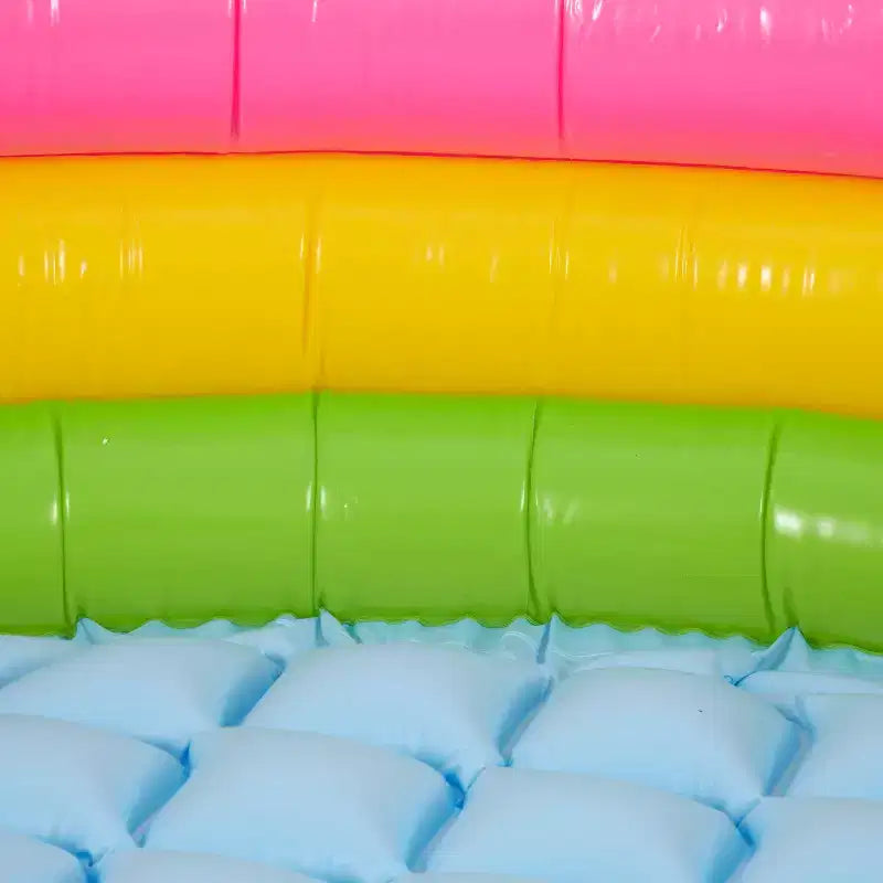 Intex Piscine gonflable pour enfants Sunset Glow colorée de 58 x 13 pouces pour l'arrière-cour et petites balles en plastique multicolores Fun Ballz avec sac de transport, lot de 100