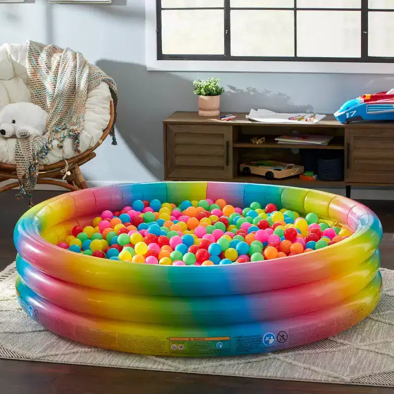 Piscine gonflable d'extérieur circulaire Intex 58449EP Rainbow Ombre 3 anneaux pour enfants de 2 ans et plus