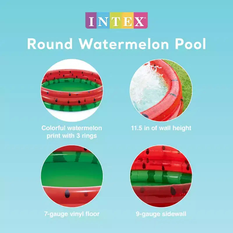 Piscine gonflable ronde d'extérieur Intex de 168 cm motif pastèque pour enfants et petites boules multicolores en plastique Fun Ballz avec sac de transport
