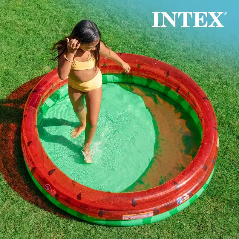Piscine gonflable ronde d'extérieur Intex de 168 cm motif pastèque pour enfants et petites boules multicolores en plastique Fun Ballz avec sac de transport