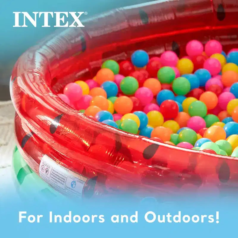 Piscine gonflable ronde d'extérieur Intex de 168 cm motif pastèque pour enfants et petites boules multicolores en plastique Fun Ballz avec sac de transport