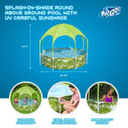 Piscine ronde hors-sol H2OGO! Splash-in-Shade pour enfants avec pare-soleil, Verte