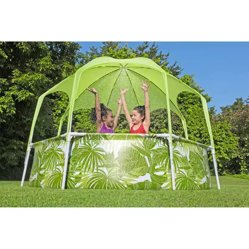 Piscine ronde hors-sol H2OGO! Splash-in-Shade pour enfants avec pare-soleil, Verte