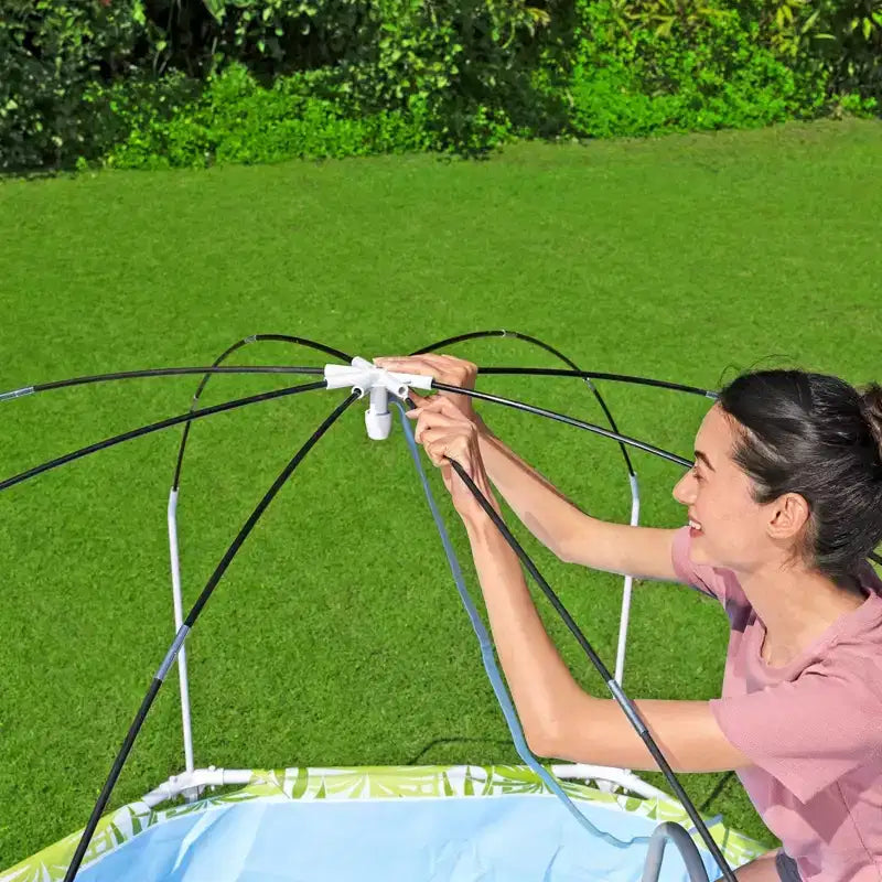 Piscine ronde hors-sol H2OGO! Splash-in-Shade pour enfants avec pare-soleil, Verte