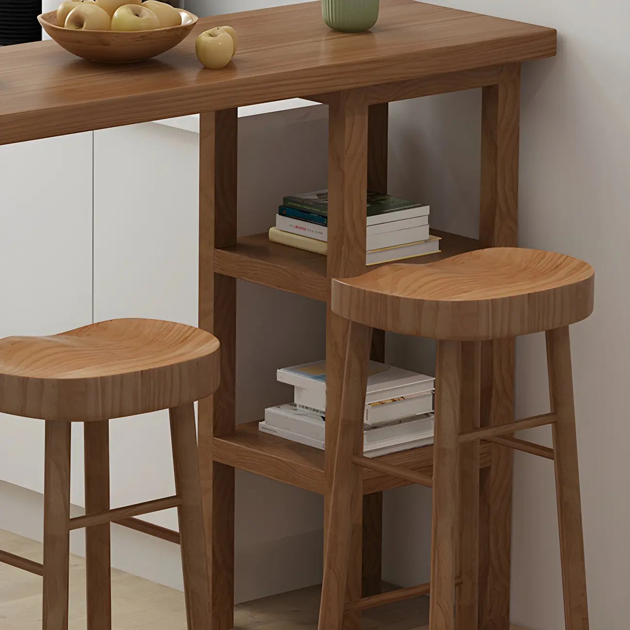 Tables de bar modernes en bois brun avec rangements pour salle à manger