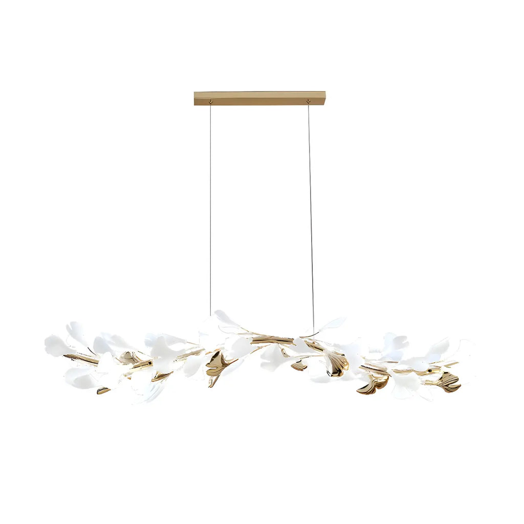 Lampadario da isola moderno regolabile a 8 luci a foglia, bianco