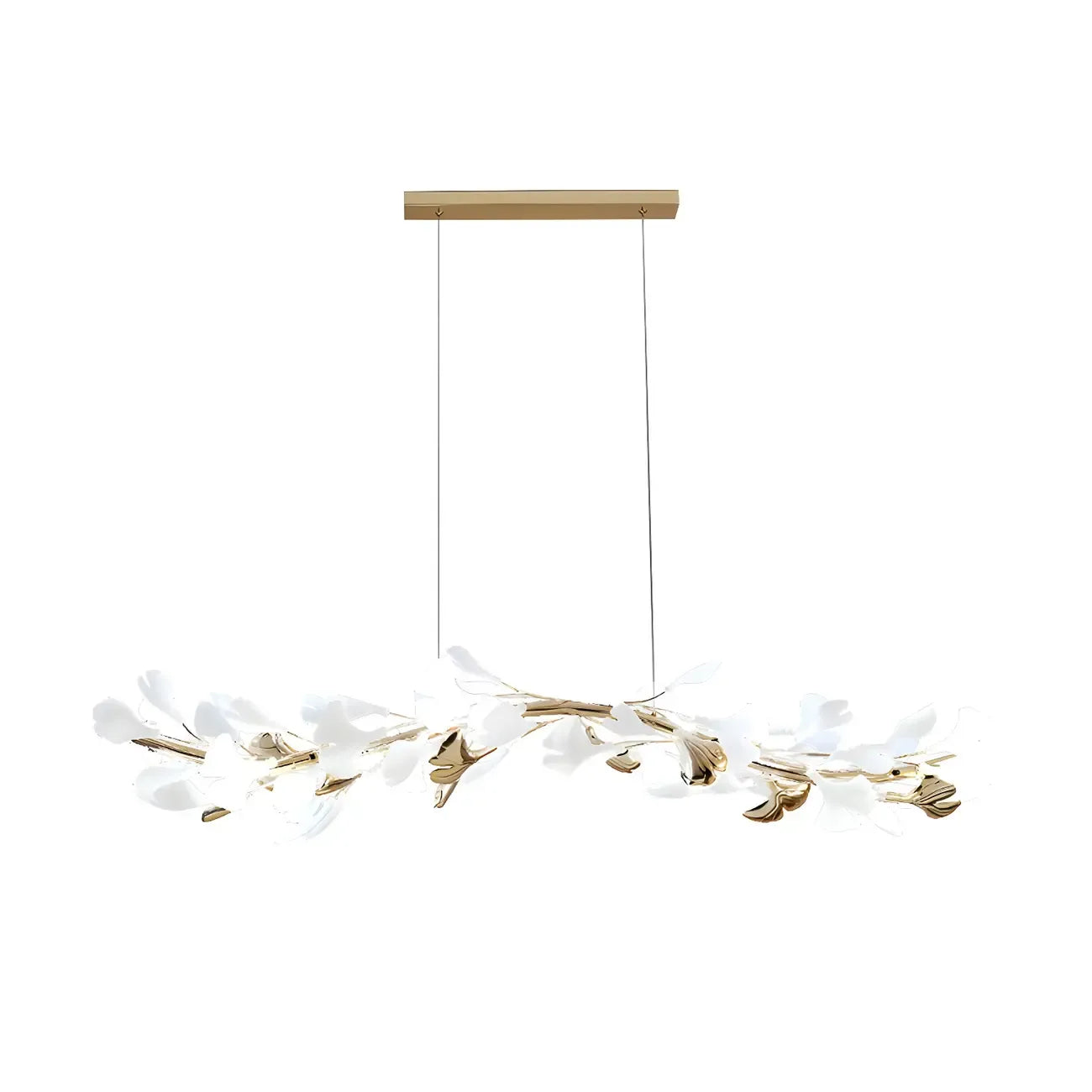 Lampadario da isola moderno regolabile a 8 luci a foglia, bianco