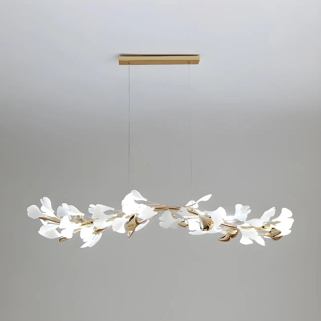 Lampadario da isola moderno regolabile a 8 luci a foglia, bianco