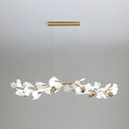 Lampadario da isola moderno regolabile a 8 luci a foglia, bianco