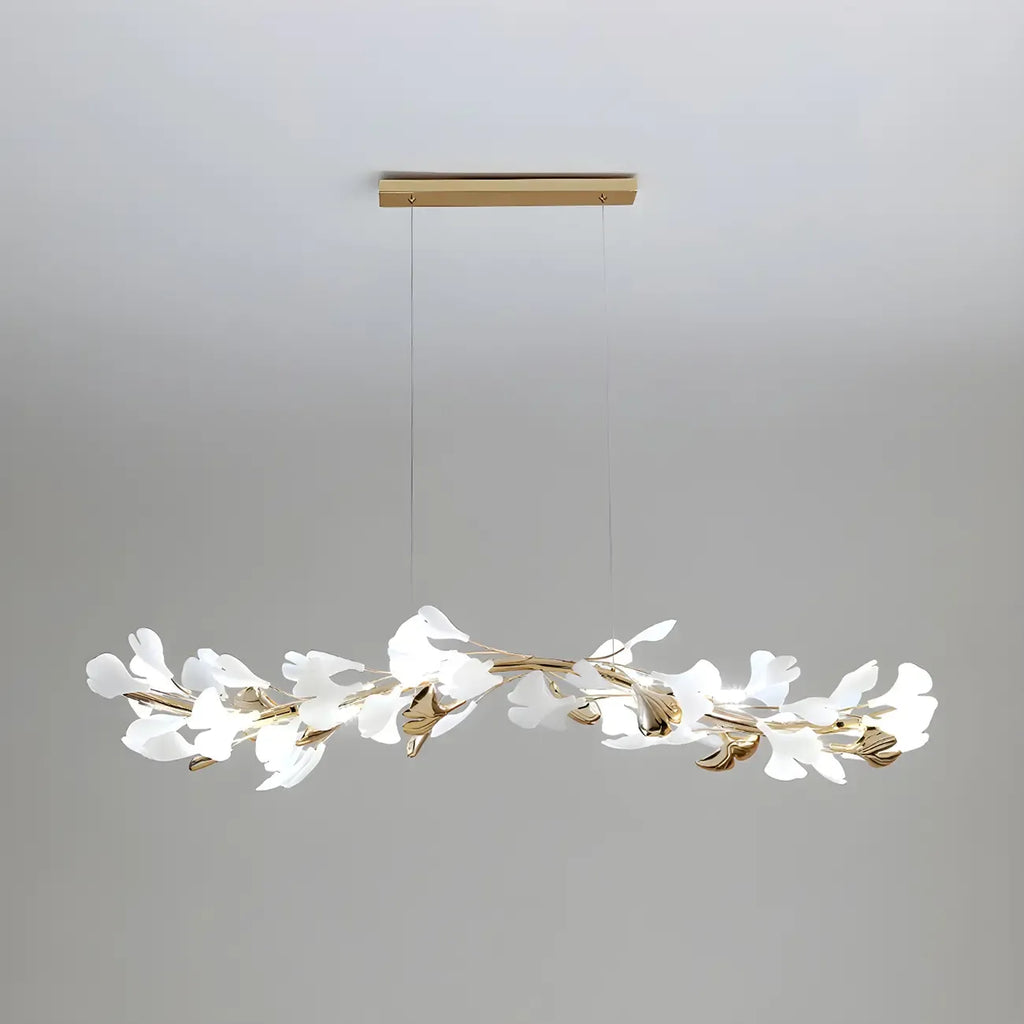 Lampadario da isola moderno regolabile a 8 luci a foglia, bianco