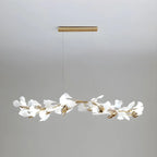 Lampadario da isola moderno regolabile a 8 luci a foglia, bianco