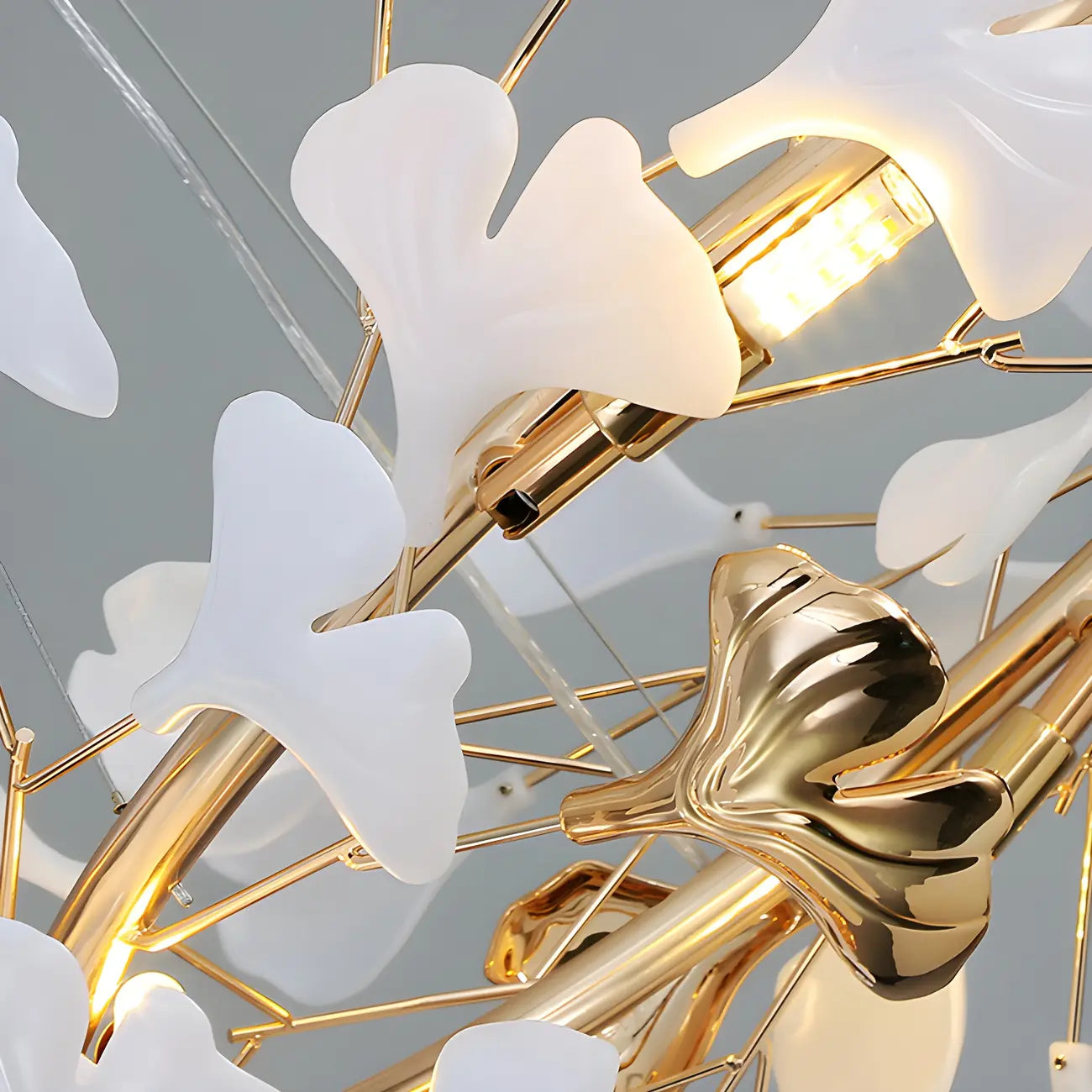 Lampadario da isola moderno regolabile a 8 luci a foglia, bianco