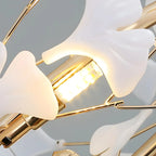 Lampadario da isola moderno regolabile a 8 luci a foglia, bianco