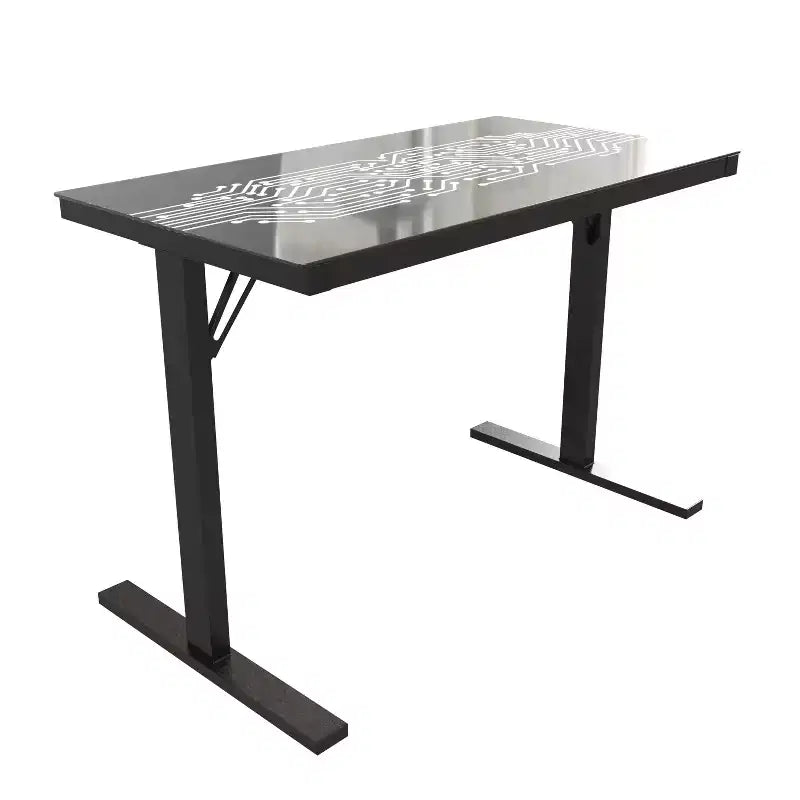 Emma and Oliver Circuit Board Inspired Color Changing LED Gaming Desk with Wired Remote