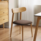 Chaise de salle à manger moderne en cuir sans accoudoirs et dossier bas